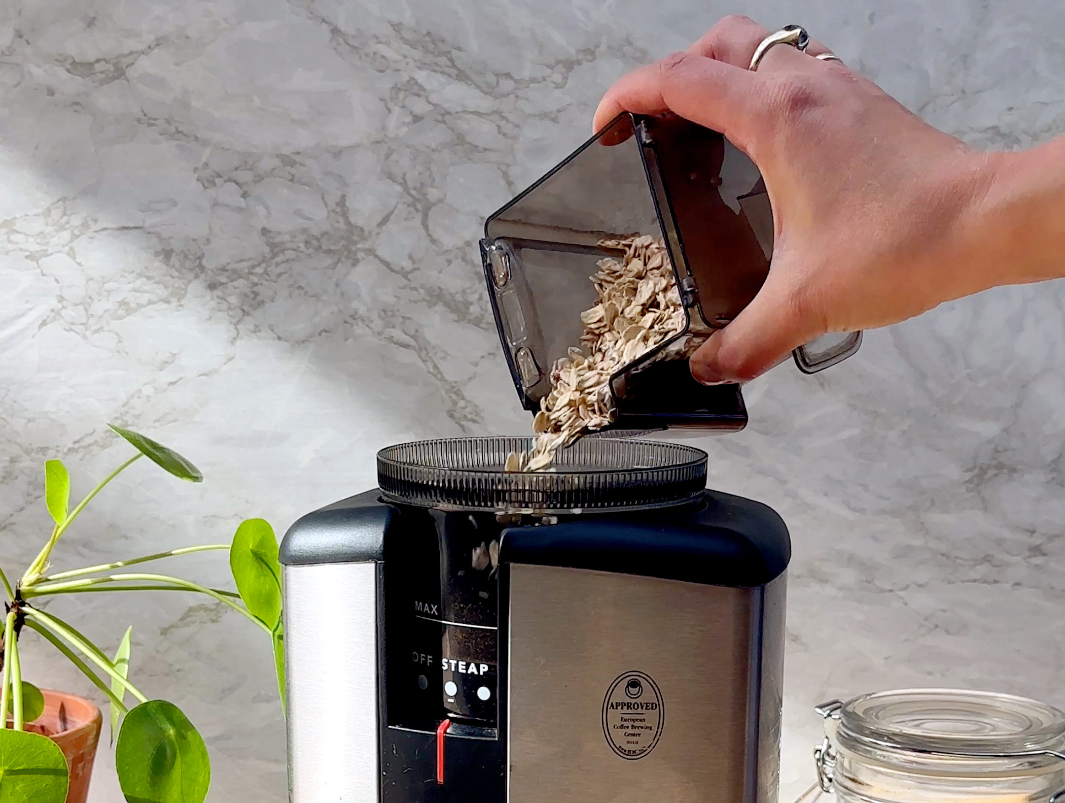 How to clean a coffee grinder with oatmeal